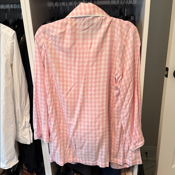 Sleeper Pink Checkered Pajama Set with Feather Detail - Picture 2 of 4